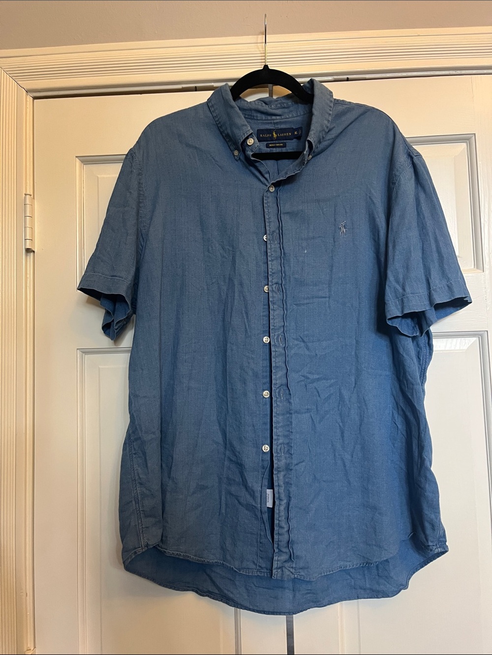 Ralph Lauren Men’s Short-Sleeve Button-Down Shirt in Denim Blue